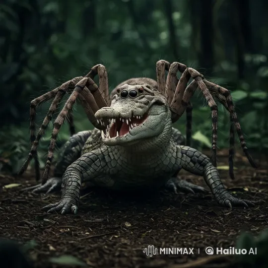 Swamp Creature: Spidercrocodile Hybrid in Dusk Fog – AI Generated Video | Hailuo AI