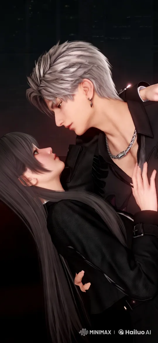 Stylized Romantic Kiss in Urban Night Setting – AI Generated Video | Hailuo AI