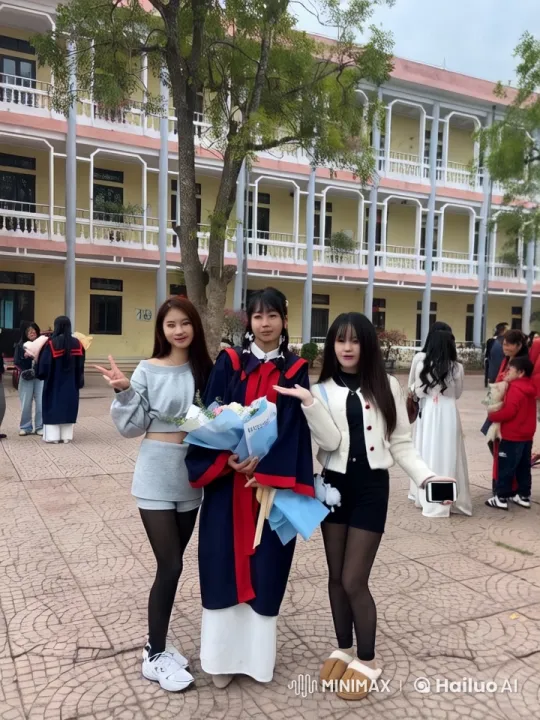 Graduation Celebration in Front of Grand Building – AI Generated Video | Hailuo AI