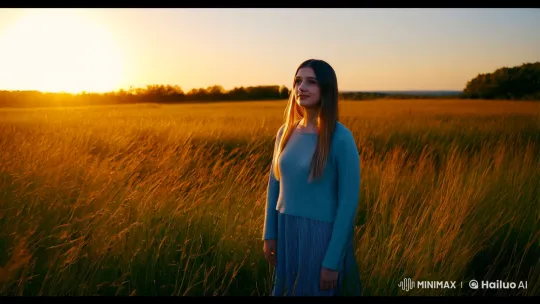 Young Woman Reflects in Golden Field as Bird Soars – AI Generated Video | Hailuo AI