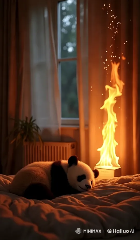Peaceful Panda Amidst Growing Fire Threat – AI Generated Video | Hailuo AI