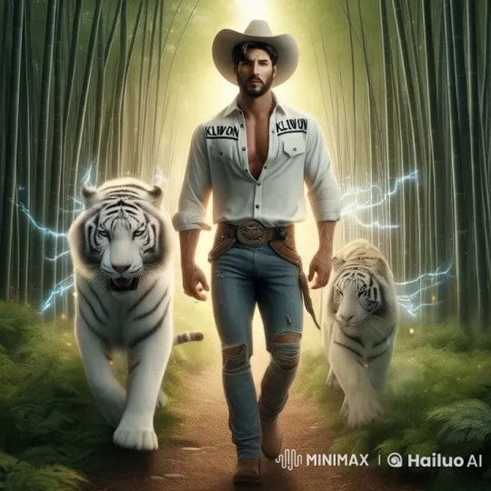 White Tiger-Cowboy Harmony in a Bamboo Forest – AI Generated Video | Hailuo AI
