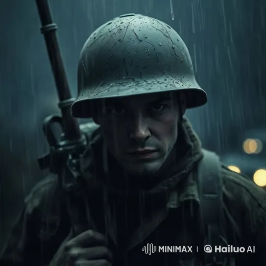Victorious Soldier Marches Through the Rain – AI Generated Video | Hailuo AI