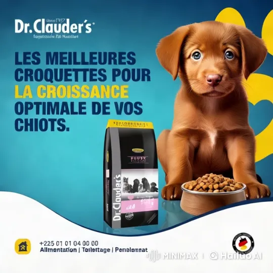 Puppy Enthusiastically Eats Dr. Clauder's Food – AI Generated Video | Hailuo AI
