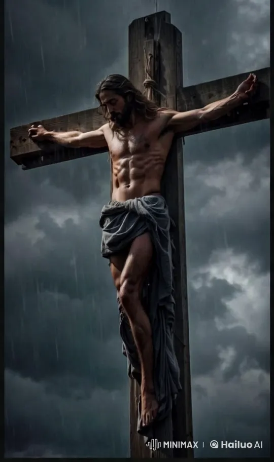 Resilient Man Escapes Crucifixion in Stormy Drama – AI Generated Video | Hailuo AI