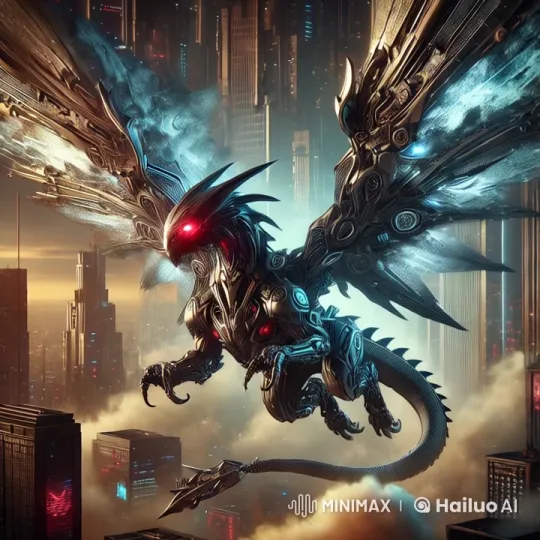 Futuristic Robot Dragon Overflies a Luminous Metropolis – AI Generated Video | Hailuo AI