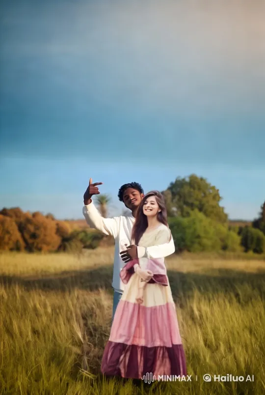 Romantic Couple Kissing in Golden Field – AI Generated Video | Hailuo AI