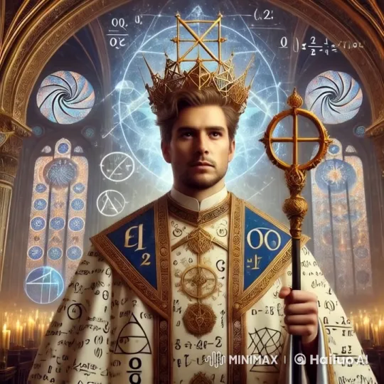 Regal Figure in Math-Embellished Robe Amidst Cosmic Cathedral – AI Generated Video | Hailuo AI