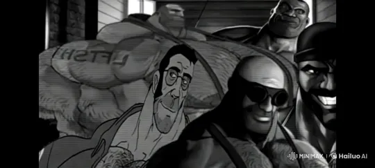 Muscular Cartoon Character Showcases Tattoo in Urban Setting – AI Generated Video | Hailuo AI