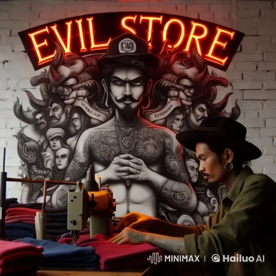 Vibrant Evil Store: Artistic Tattoos and Craftsmanship – AI Generated Video | Hailuo AI