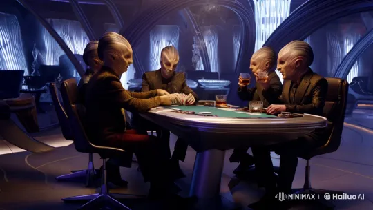 Extraterrestrial Poker Game in Futuristic Starship Setting – AI Generated Video | Hailuo AI