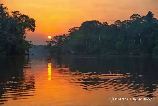 Tranquil Sunset Over Reflective River – AI Generated Video | Hailuo AI