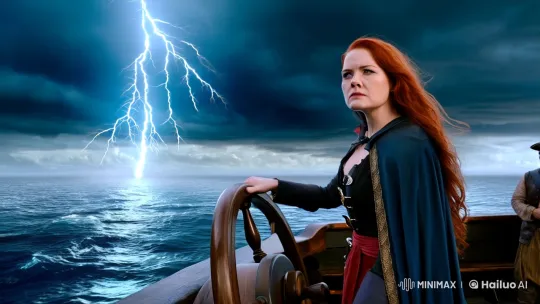 Red-Haired Pirate Faces the Wrath of the Sea and the Kraken's Myth – AI Generated Video | Hailuo AI
