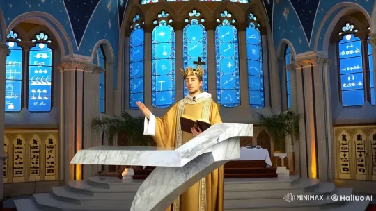 Mathematical Sermon in a Majestic Church Setting – AI Generated Video | Hailuo AI
