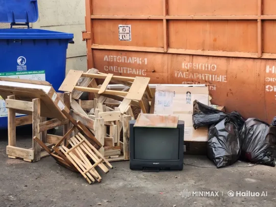 Urban Aesthetic: TV Broadcast Amidst Waste – AI Generated Video | Hailuo AI