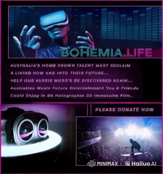 Australian Music's Future: Holographic 3D Entertainment Campaign – AI Generated Video | Hailuo AI