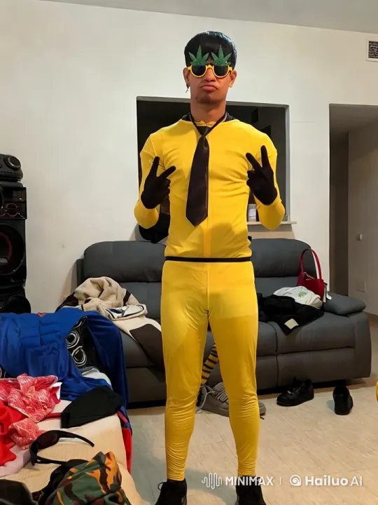 Boy in Yellow Dances Sensually in Cluttered Living Room – AI Generated Video | Hailuo AI