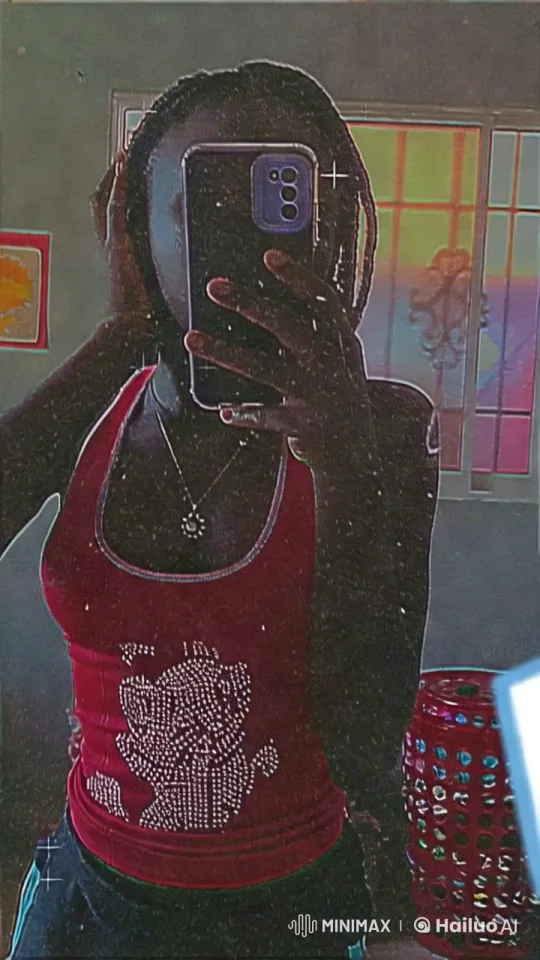 Young Woman Taking Selfie in Colorful Room – AI Generated Video | Hailuo AI