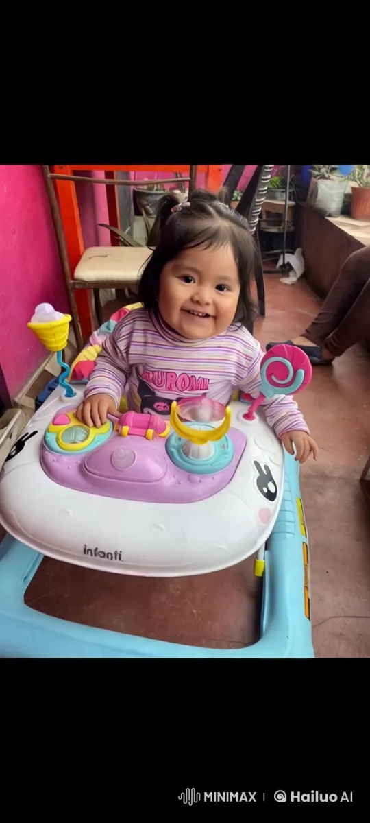 Toddler in Walker Plays with Vibrant Surroundings – AI Generated Video | Hailuo AI