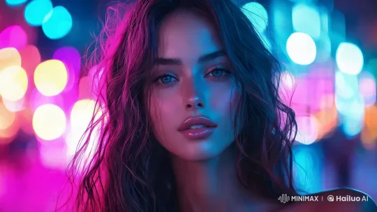 Brazilian Model in Neon Cityscape with Dynamic Camera Work – AI Generated Video | Hailuo AI