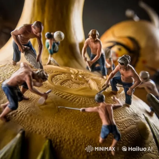 Miniature Craftsmen Carving Intricate Patterns – AI Generated Video | Hailuo AI