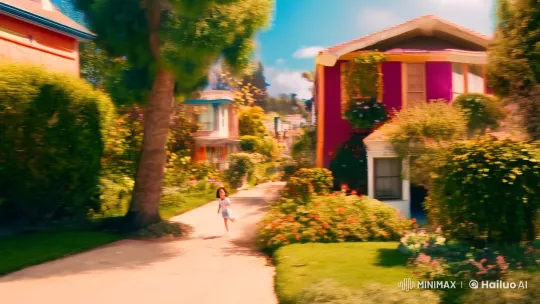 Dynamic Scene: Girl, Dog, and Quick-Acting Mother – AI Generated Video | Hailuo AI
