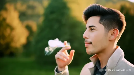 Young Man Reflects in Scenic Outdoors – AI Generated Video | Hailuo AI