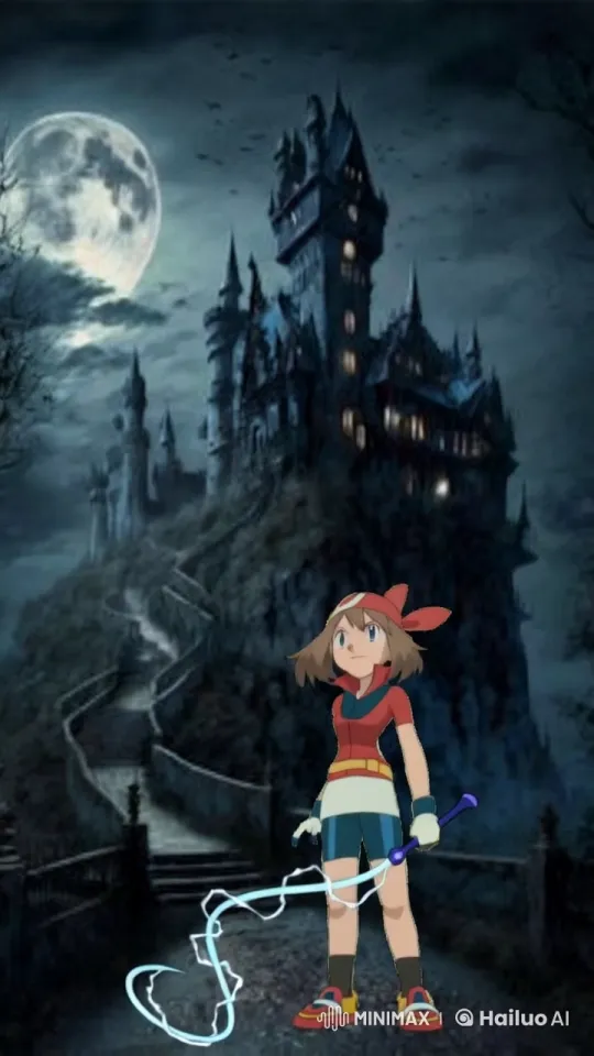 May Faces Haunted Castle in Mysterious Night Scene – AI Generated Video | Hailuo AI