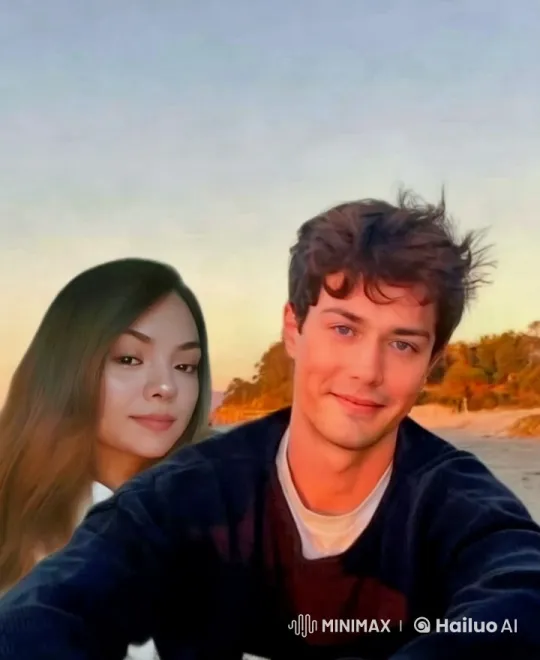 Romantic Couple's Intimate Sunset Kiss on the Beach – AI Generated Video | Hailuo AI