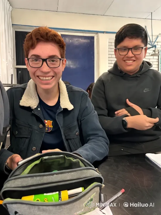 Boys Share Intimate Moment in Bright Classroom – AI Generated Video | Hailuo AI