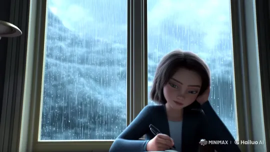 Aesthetic Rain Scene: Girl's Contemplation and the Loop – AI Generated Video | Hailuo AI