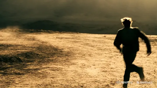 Lone Man Escapes Chaos in Dramatic Dusty Landscape – AI Generated Video | Hailuo AI