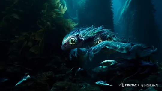 Deep Sea Encounter with a Giant Bioluminescent Mutant – AI Generated Video | Hailuo AI