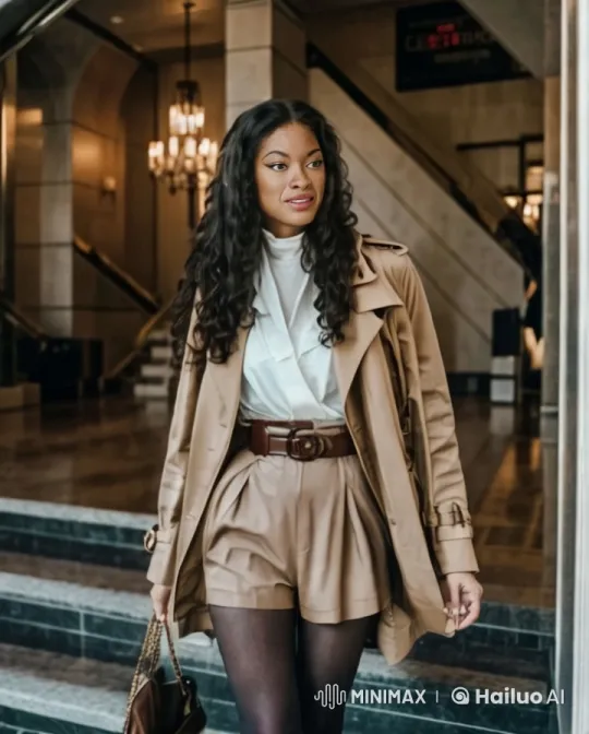 Stylish Woman in Elegant Lobby with Grand Interiors – AI Generated Video | Hailuo AI