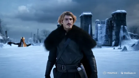Warrior Faces Dragon in Snowy Fantasy Battle – AI Generated Video | Hailuo AI