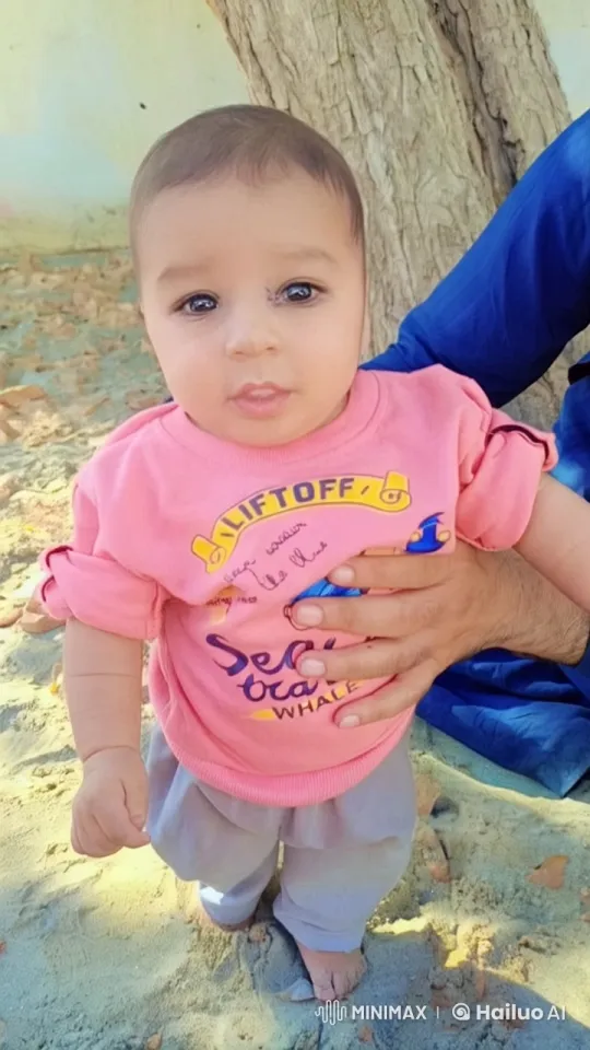 Baby's Curious Stance with Support in Animated Setting – AI Generated Video | Hailuo AI