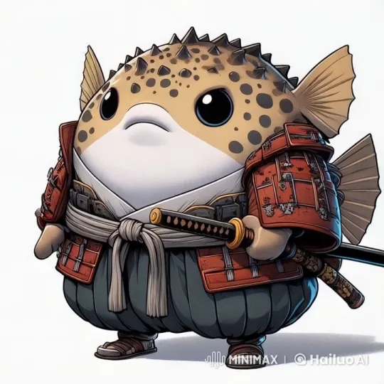 Anthropomorphic Samurai Pufferfish Explores Japanese Temple – AI Generated Video | Hailuo AI