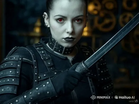 Dark Armored Character with Eerie Sword in Mysterious Setting – AI Generated Video | Hailuo AI