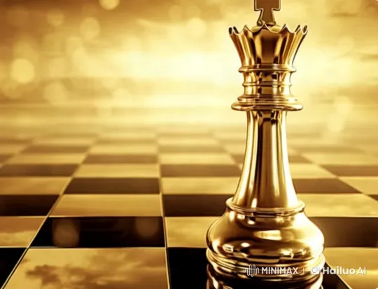 Golden Chess Queen: Sophisticated Majesty on a Reflective Board – AI Generated Video | Hailuo AI