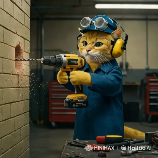 Hyperrealistic Cat Mechanic in 4K Slow-Motion – AI Generated Video | Hailuo AI