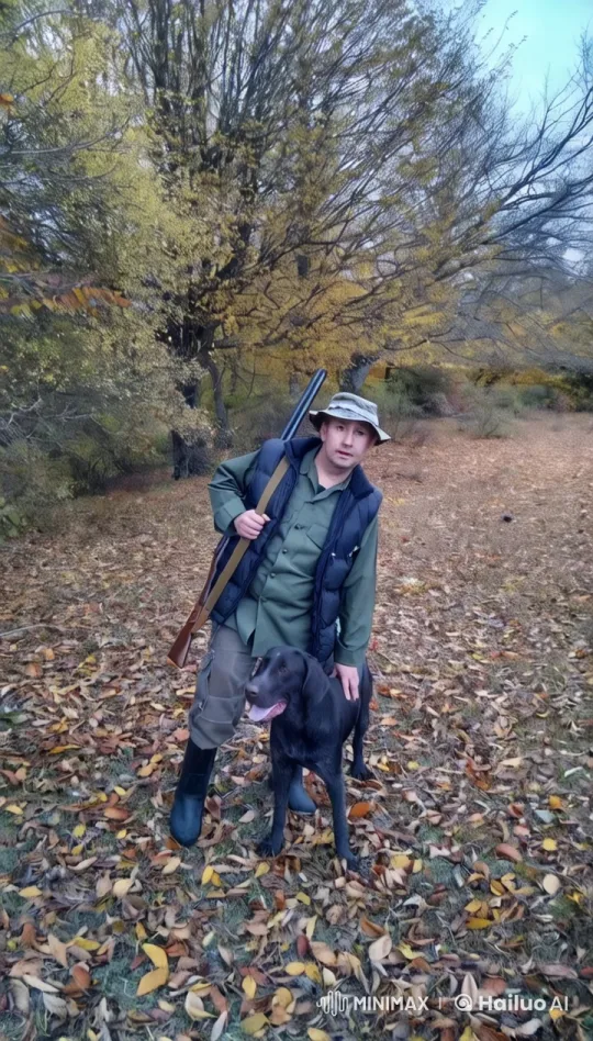 Man and Dog in Autumn Forest Setting – AI Generated Video | Hailuo AI
