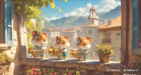 Adorable Hamsters Trumpet in Enchanting Village Setting – AI Generated Video | Hailuo AI