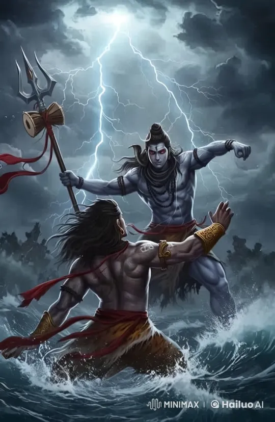 Stormy Seas: Epic Battle with Dramatic Lighting – AI Generated Video | Hailuo AI