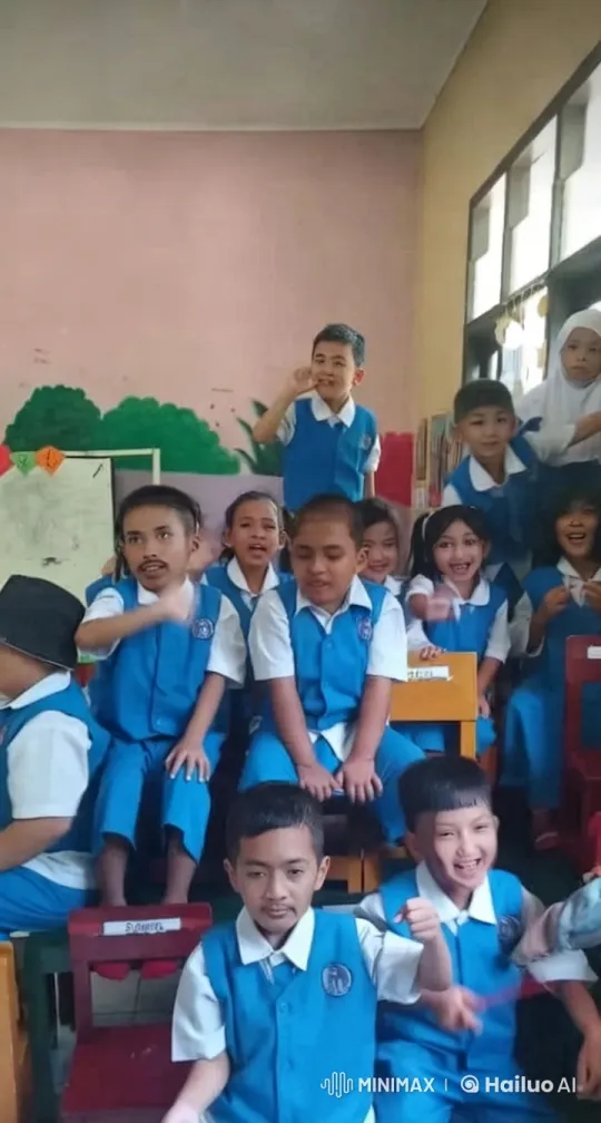 Children in Blue Uniforms Perform Kungfu in a Vibrant Classroom – AI Generated Video | Hailuo AI