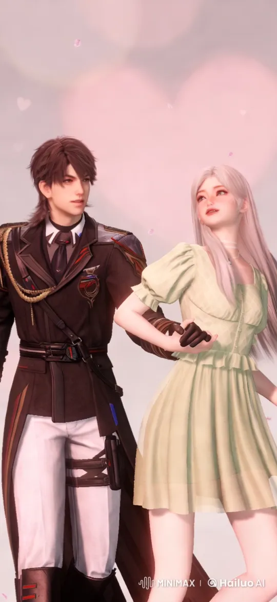 Romantic Embrace in Pastel Hearts Setting – AI Generated Video | Hailuo AI