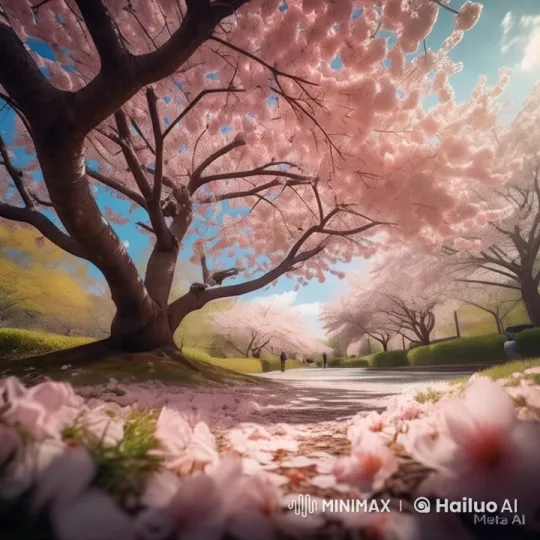 Cherry Blossom Park: A Serene Beauty in Bloom – AI Generated Video | Hailuo AI