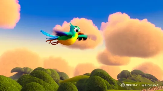 Joyful Bird's Flight Over Lush Landscape Parade – AI Generated Video | Hailuo AI
