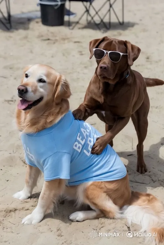 Playful Dogs Enjoying a Beach Day – AI Generated Video | Hailuo AI