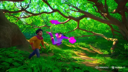 Alisha and Mano Discover a Mysterious Flower in the Forest – AI Generated Video | Hailuo AI