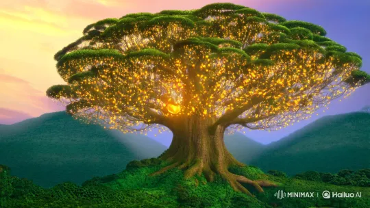 Tree of Wisdom: Harmony and Conflict in a Pixar Landscape – AI Generated Video | Hailuo AI